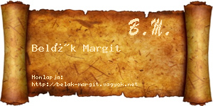 Belák Margit névjegykártya