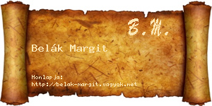 Belák Margit névjegykártya